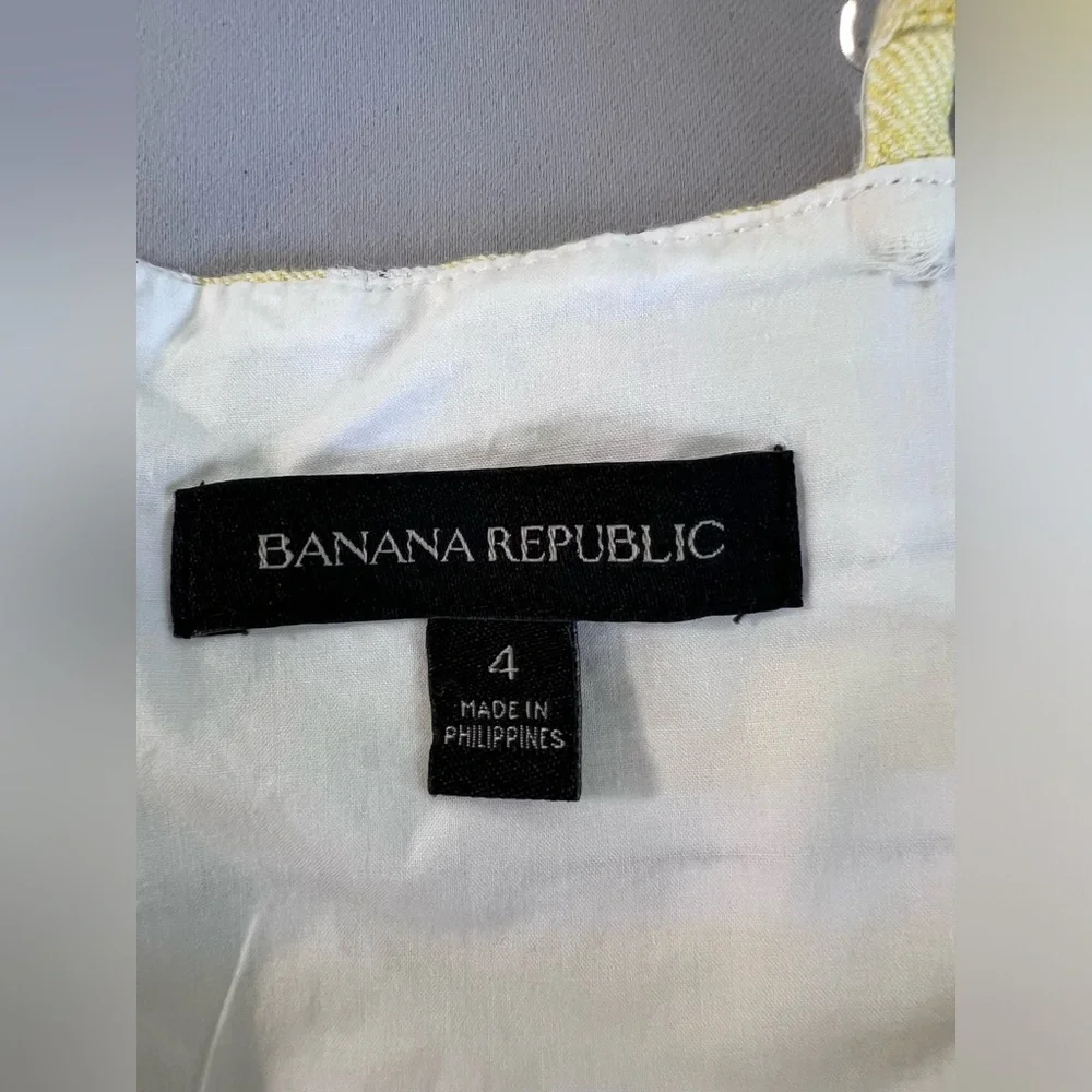 Banana Republic Women Yellow Stripe Linen-Cotton Cropped Jumpsuit‎ sz 4